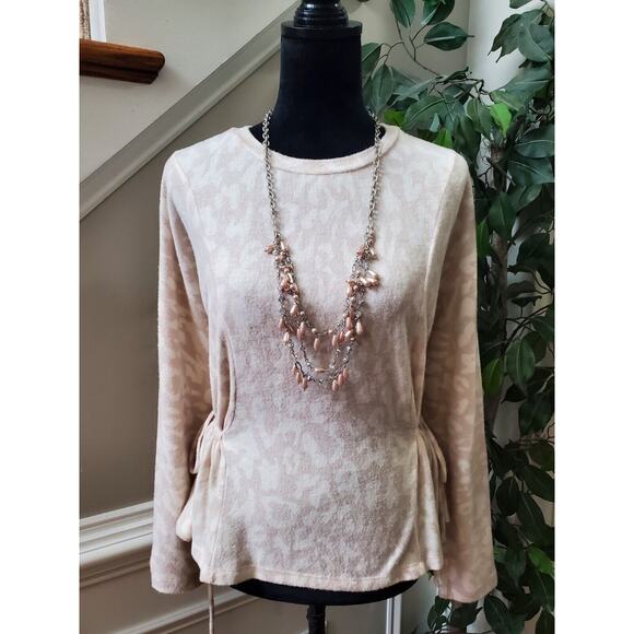 Fab'rik Women's Beige Polyester Round Neck Long Sleeve Casual Top Blouse Size M - Picture 11 of 11